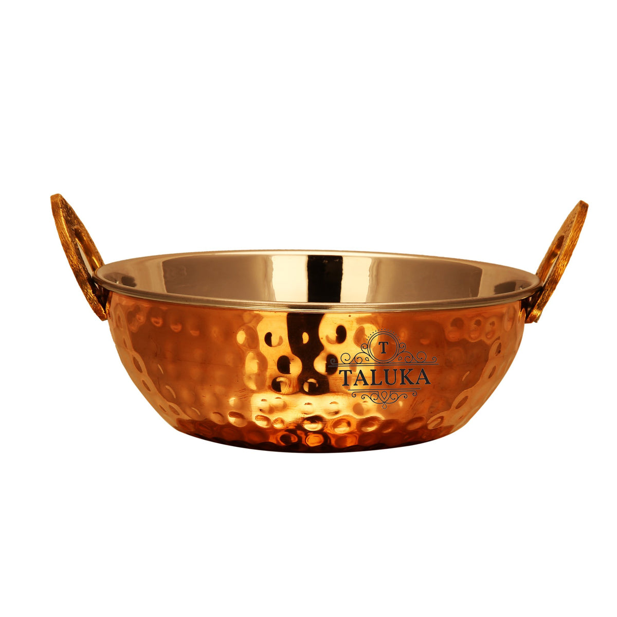 Taluka (7" x 2.9" Inches Approx Hammered Copper Kadhai Steel Inside Capacity :- 700 ML Restaurant Ware Hotel Ware Home Ware Gift Item (700 ML)