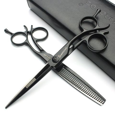 Hairdressing professional scissors 440C black 6 inch hairdresser hair trim hairstyle thinning hairdressing shop specialized