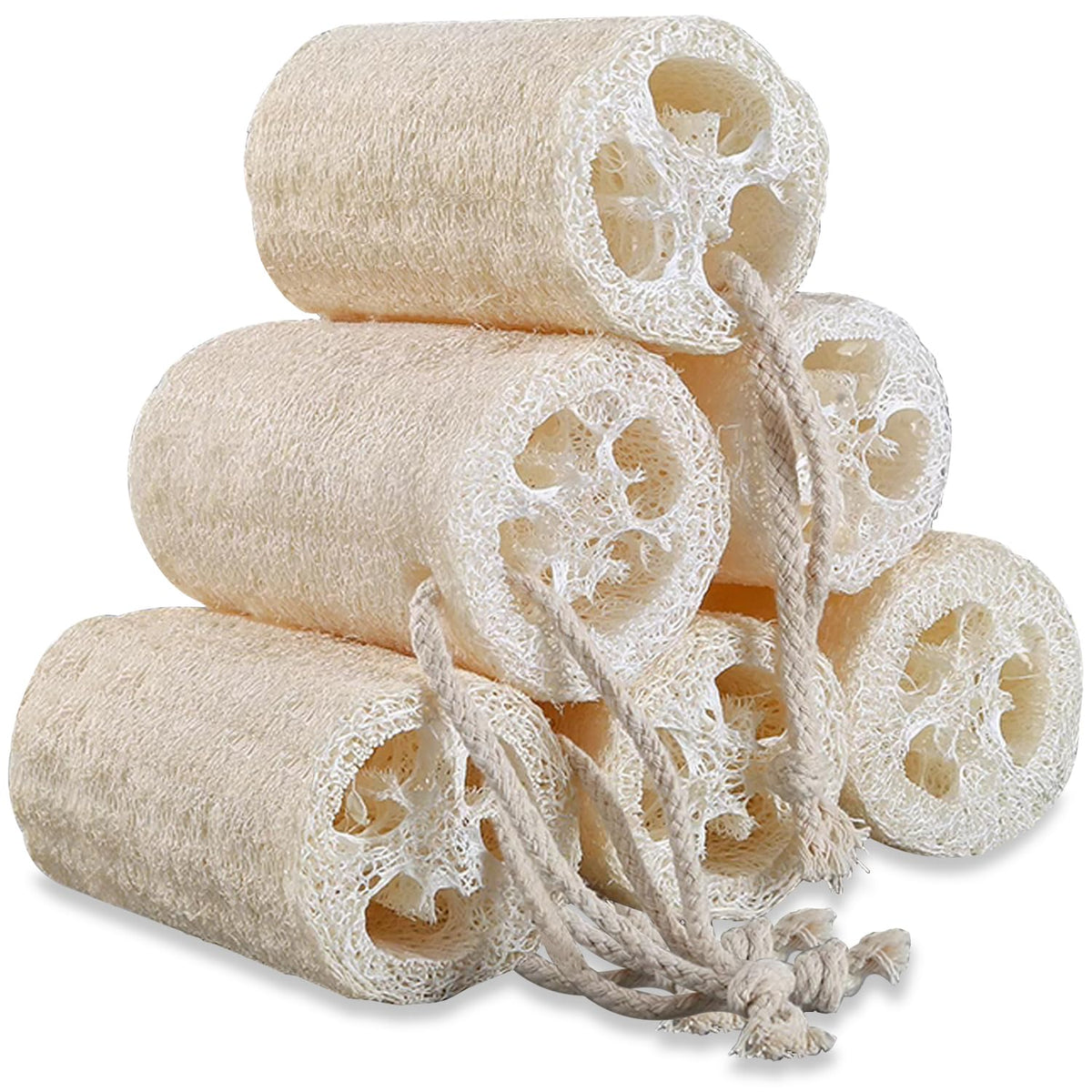 4" Loofah Sponges Natural Organic Luffa Loofah Bath Sponge Exfoliating Shower Body Sponge Scrubber, Pack of 6