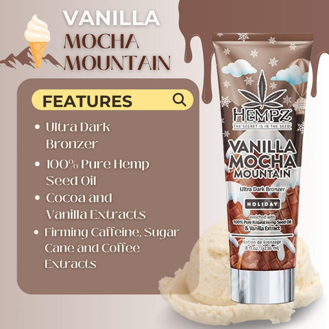 Hempz Vanilla Mocha Mountain Ultra Dark Bronzer 8.5oz Holiday Limited edition