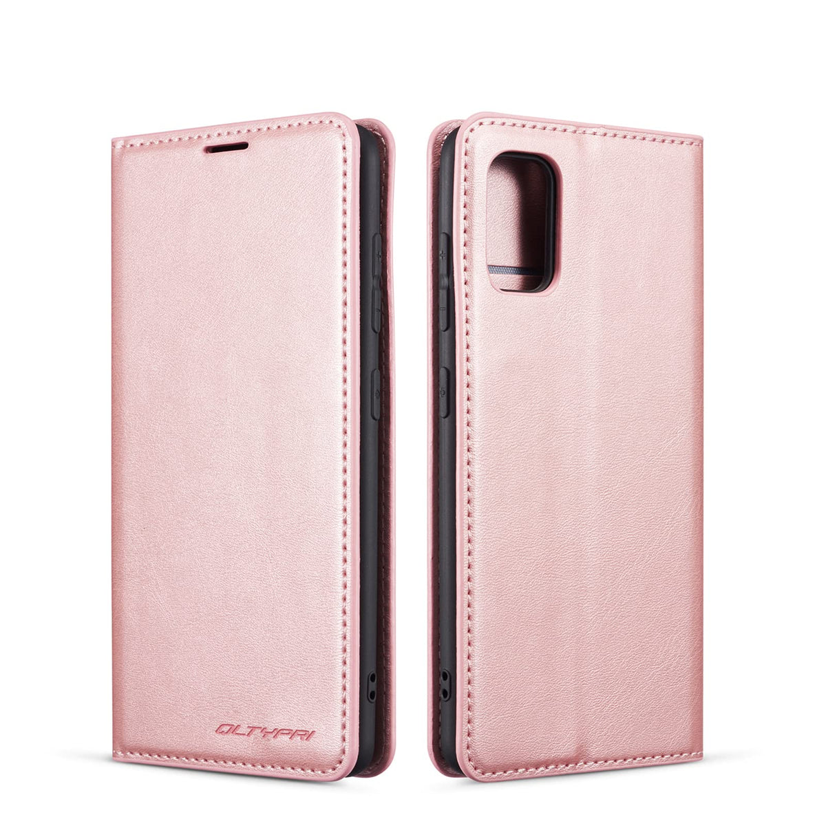 QLTYPRI Case for Samsung Galaxy A52 4G/5G/A52S 5G, Premium PU Leather Cover TPU Bumper with Card Holder Kickstand Hidden Magnetic Adsorption Flip Wallet Case Cover for Samsung A52/A52S 5G-Rose Gold