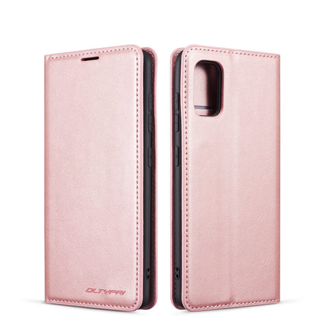 QLTYPRI Case for Samsung Galaxy A52 4G/5G/A52S 5G, Premium PU Leather Cover TPU Bumper with Card Holder Kickstand Hidden Magnetic Adsorption Flip Wallet Case Cover for Samsung A52/A52S 5G-Rose Gold