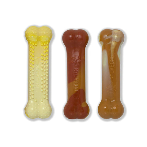 Nylabone Tough Dog Chew Toy Bones, BBQ Chicken/Corn on the Cob/Ice Cream, Variety Pack, 3-Piece, S, For Dogs Up To 11 kg