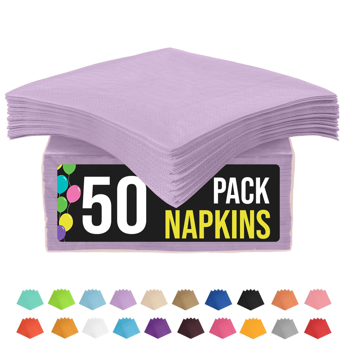 50 Pack Lavender Paper Napkins Disposable, 2 Ply Party Napkins, Lavender Disposable Napkins, Fun Napkins Everyday - Lavender Napkins Great As Luncheon Napkins Or Dinner Napkins Paper Exquisite