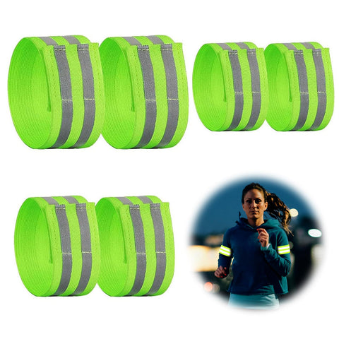Reflective Armbands for Walking, 6 Pcs High Vis Straps 3 Sizes Running Reflective Band for Arm Wrist and Ankle Cycling Reflective Gear Reflective Strips for Men Women Kids Night Outdoor Activities