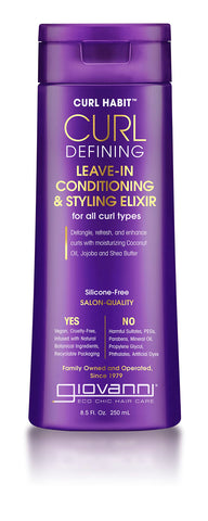 GIOVANNI Curl Habit Curl Defining Leave-In Conditioning & Styling Elixir - For All Curl Types, Vegan, Cruelty Free - 8.5 oz (Pack of 3)