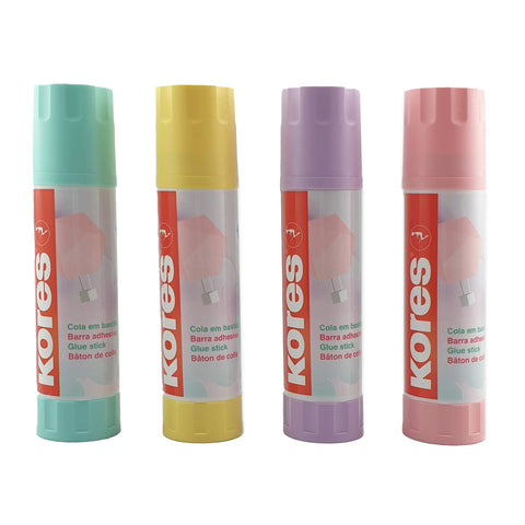 Kores - Pastel Glue Sticks, Strong-Hold Adhesive, Safe and Non-Toxic Craft Glue for Arts and Crafts, School and Office Supplies, Pack of 12 x 20g