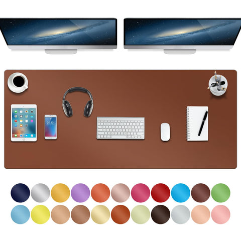 Boutilon Leather Desk Pad,47"x 24"XXX Large Business Desk Pad,Waterproof Student Study Desk Mat Protector Writing Pad for Keyboard and Mouse in Home Office Accessories(XXXL-Brown)