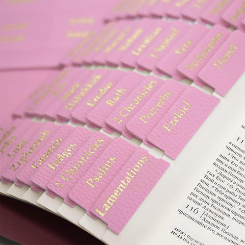 Pink Leather Bible Tabs, Laminated Bible Tabs for Women Study Bible, Easy to Read and Apply 84 Bible Index Book Tabs in Total (66 Bible Tabs Old and New Testament 18 Blank Tabs)