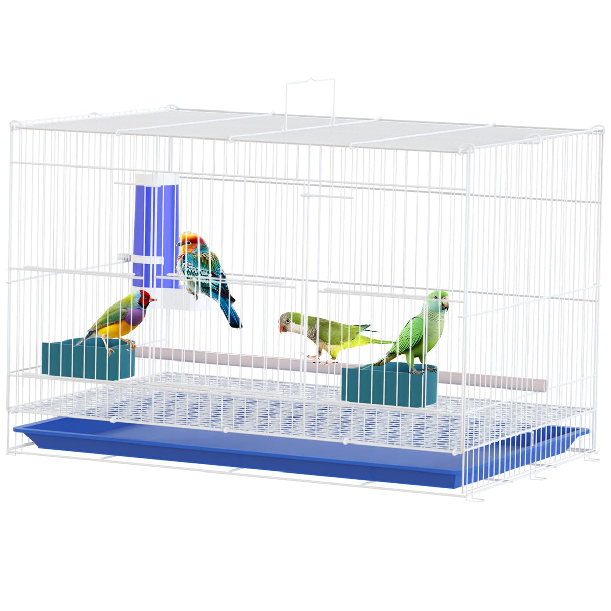20" Stackable Flight Bird Cage, Designed for Parakeets & Multiple Bird Species, with Slide-Out Tray & Convenient Handle, for Cockatiels, Conures, Lovebirds, Canaries, & More, Stylish White Aviary