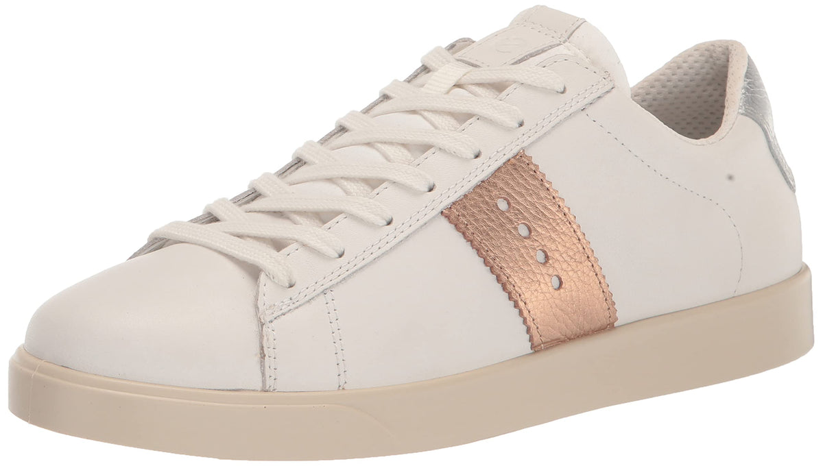 ECCO Women's Street LITE Retro Sneaker, White/Hammered Bronze/Pure White Silver, 7-7. 5