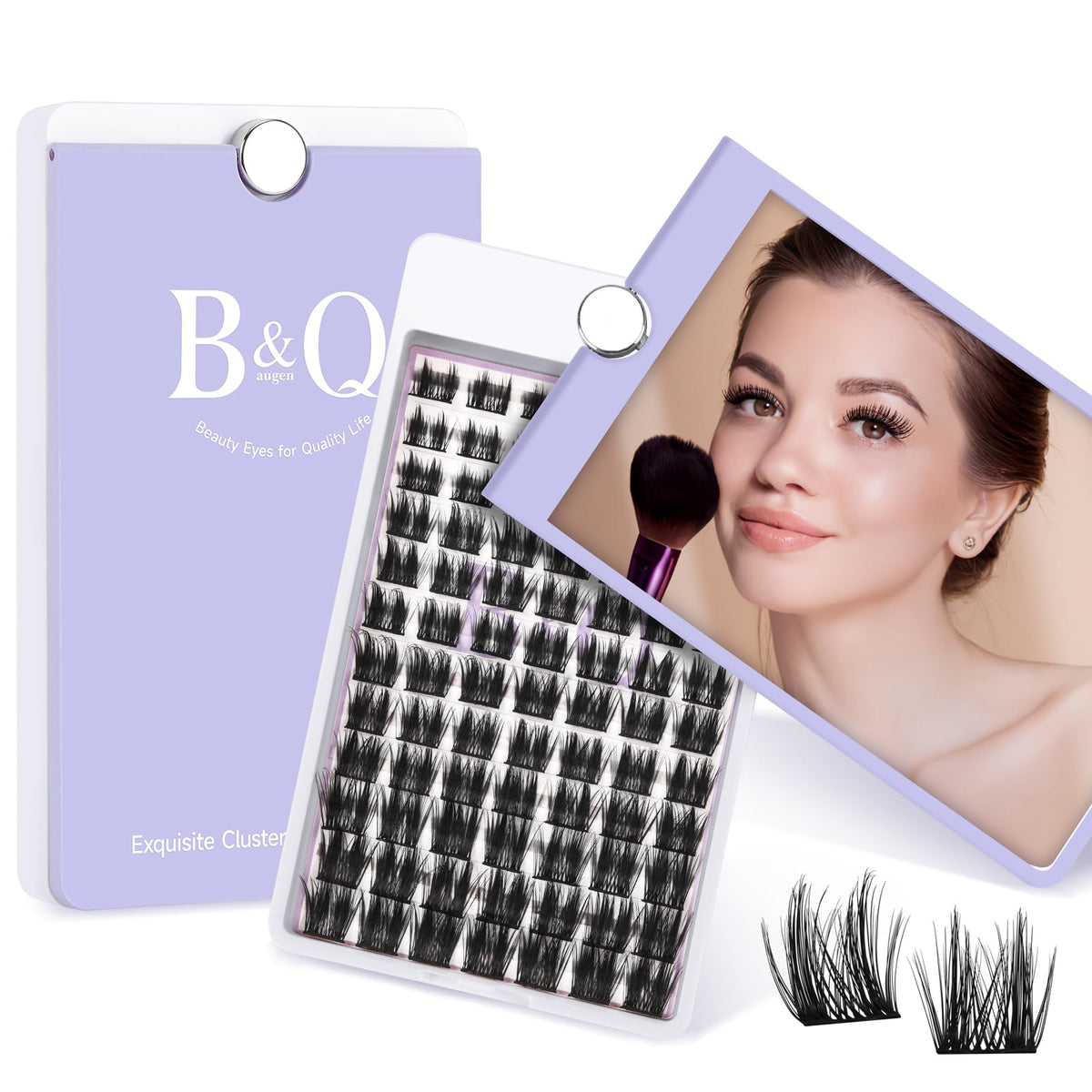 B&Q Lash Clusters D Curl 8-16MIX 84 PCS Eyelash Clusters Wispy with 360Ãƒâ€šÃ‚Â° Rotatable Mirror Cluster Eyelash Extensions Natural Lash Clusters Lashes Wispy Diy Lash Extensions Clusters (Q09,D 8-16MIX)