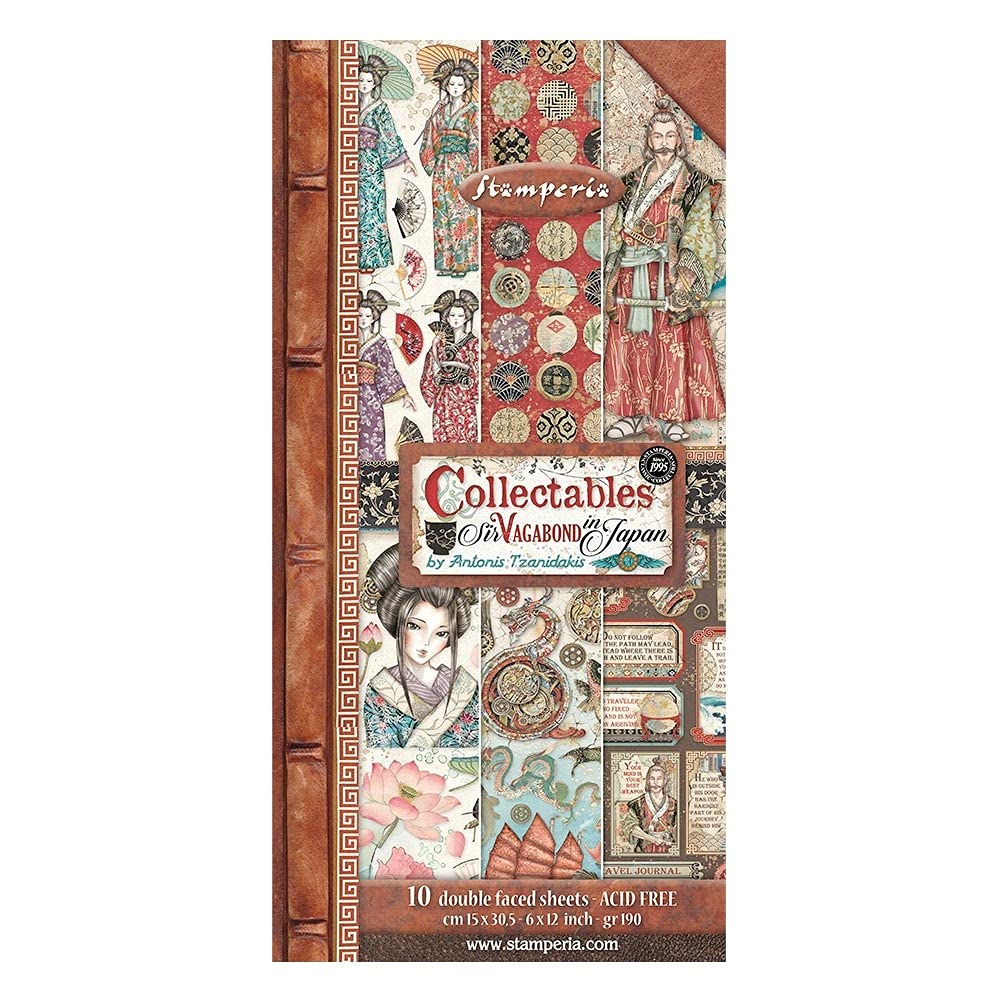 Stamperia International Stamperia-Collectables-Sir Vagabond in Japan, Mixed Colours, 6 x 12 inches SBBV12