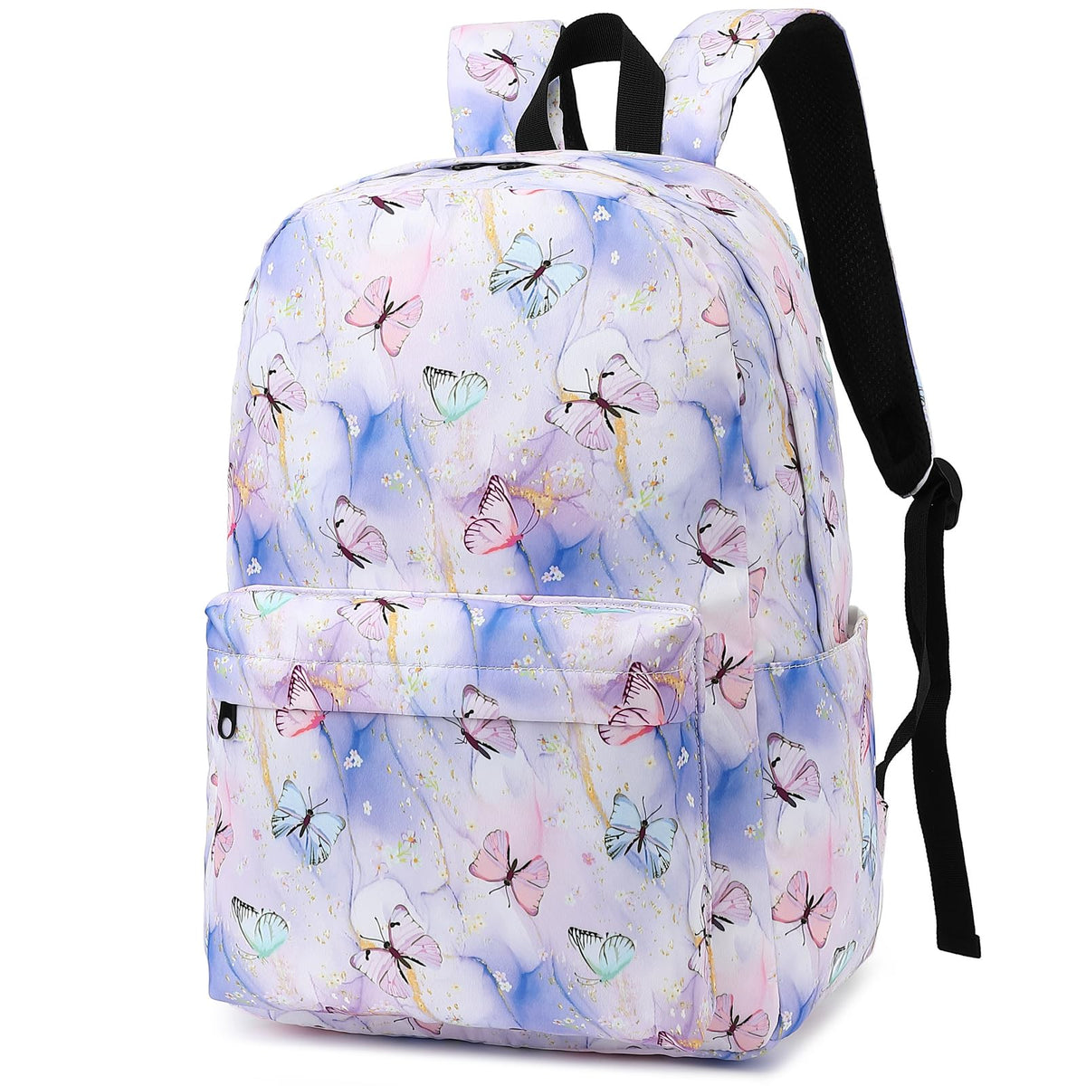 Fuyicat Marble Butterfly School Backpack for Girls, Kids Teens Elementary Middle School Bag Women College Bookbag Laptop Backpacks (Purple)