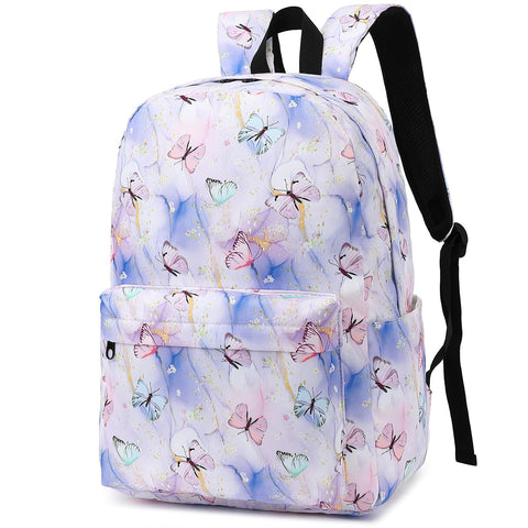 Fuyicat Marble Butterfly School Backpack for Girls, Kids Teens Elementary Middle School Bag Women College Bookbag Laptop Backpacks (Purple)