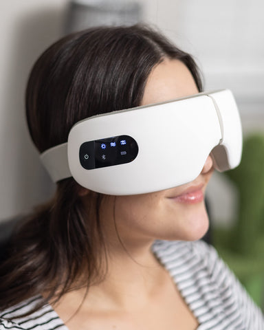 Eyeology Pro Voice Command Eye Massager with Heat, Intelligent Eye Mask for Dry Eyes (White)