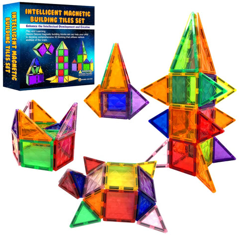 Desire Deluxe Magnetic Building Blocks Tiles Montessori Kids Toys for Boys & Girls - Learning Educational Construction Set Gift - Birthday, for 3-8 Year of Age (37pc).