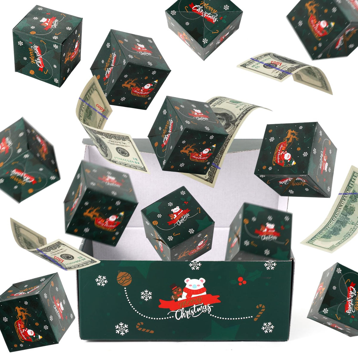 12pcs Surprise Gift Boxes, Christmas Explosion Gift Box Pop Up Gift Boxes Surprise Birthday Box for Christmas Birthday (Green)
