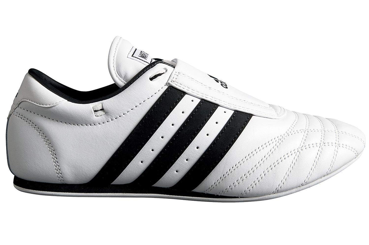 adidas SM II Low Cut Martial Arts Taekwondo, Karate and Kungfu Shoes (White w/Black Stripes, 5)