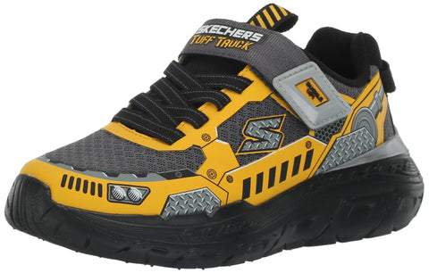Skechers Boy's Skech Tracks Sneaker, Charcoal/Yellow, 8 Toddler