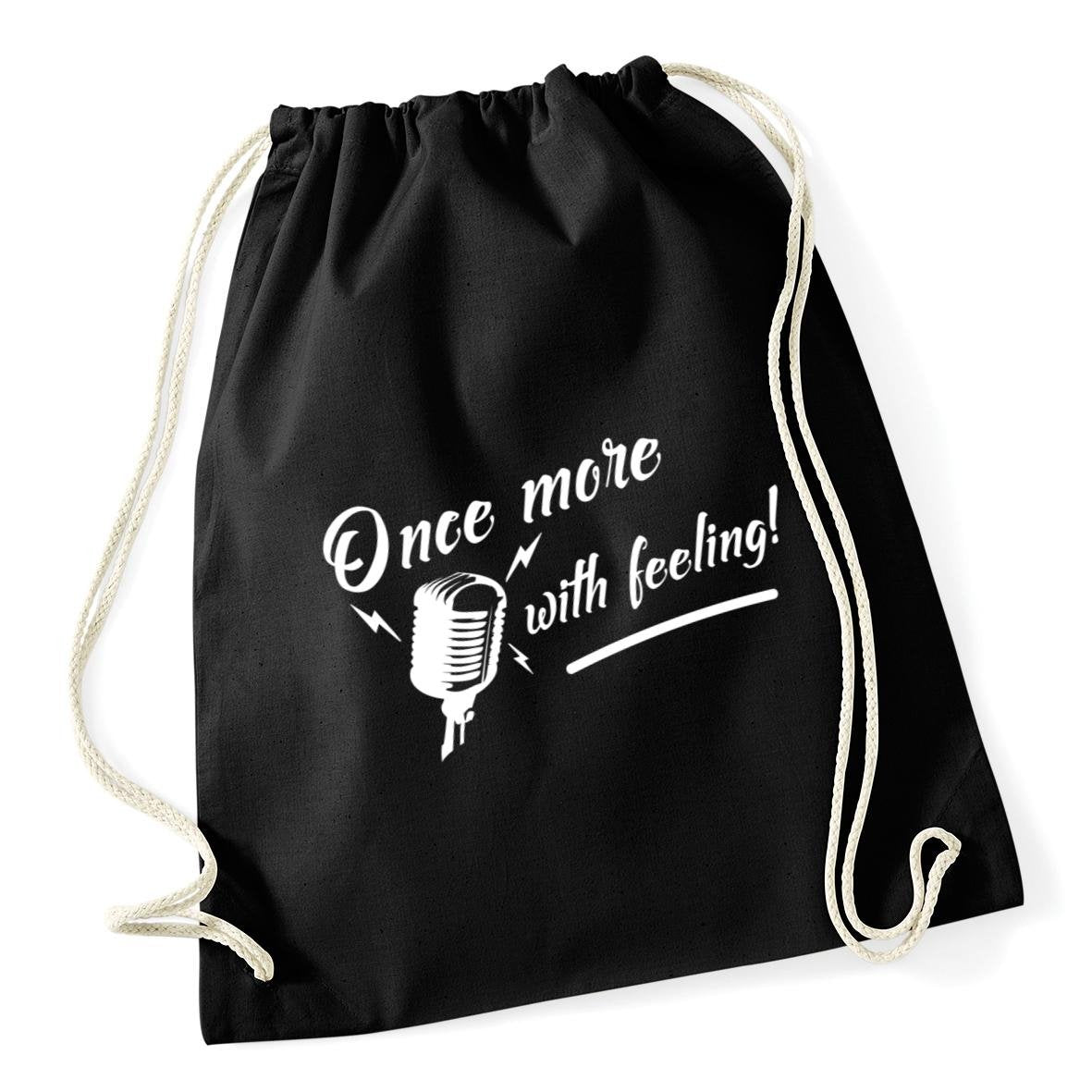 Hippowarehouse Once More With Feeling Vintage Microphone Drawstring Cotton School Gym Bag 37cm x 46cm, 12 litres