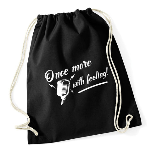 Hippowarehouse Once More With Feeling Vintage Microphone Drawstring Cotton School Gym Bag 37cm x 46cm, 12 litres