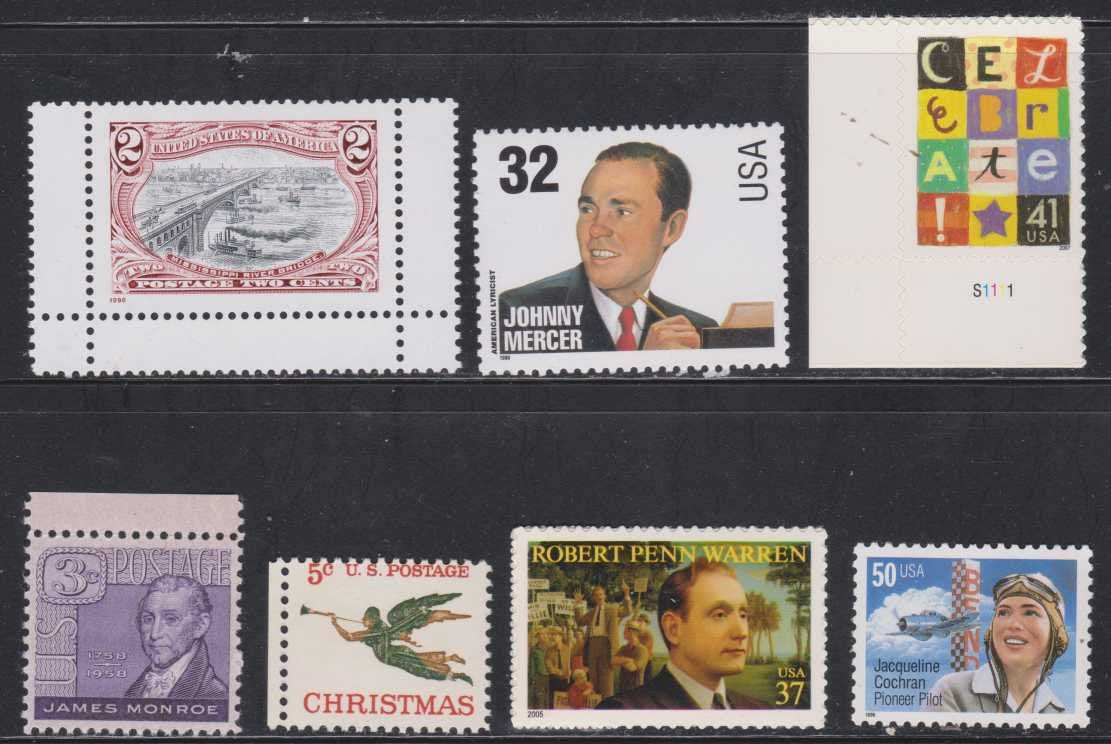 Johnny Mercer Celebrate James Monroe Christmas Robert Warren Jacqueline Cochran US Postage Stamps