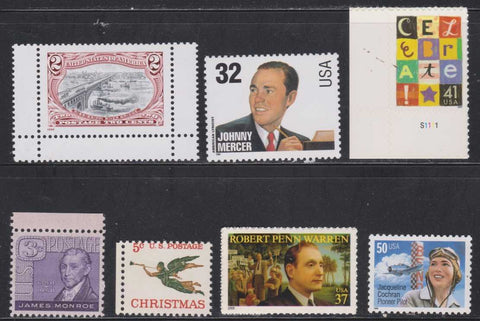 Johnny Mercer Celebrate James Monroe Christmas Robert Warren Jacqueline Cochran US Postage Stamps
