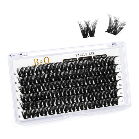 Lash Clusters D Curl 18mm DIY Lash Extensions 72 Clusters Lashes C D Curl B&Q LASH Wispy Volume Lashes Eyelash Clusters Extensions Individual Lashes Cluster DIY at Home (B17,D-18mm)