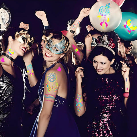 Generic 20 Sheets 160+ Styles Glow in The Dark Temporary Tattoos - Waterproof UV Neon Body & Face Stickers for Adults - Rave Festival Accessories & Party Supplies for Women Men