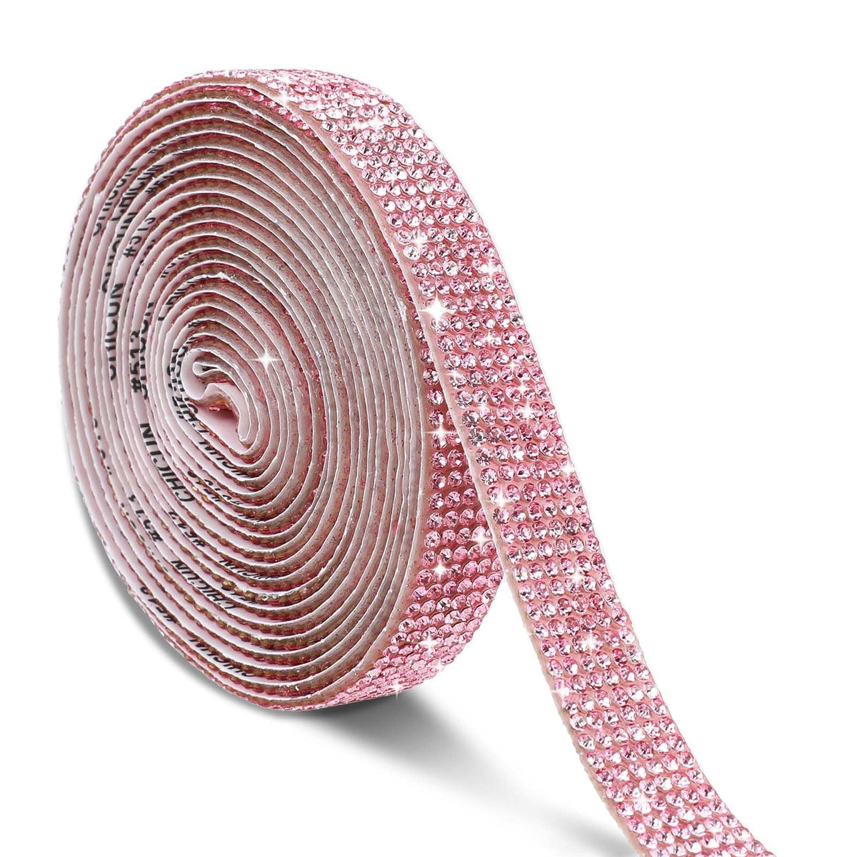 3 Yards Self Adhesive Rhinestones Pink Rhinestone Tape Ribbon Sticker Crystal Ribbons Rhinestone Tape for Crafting Bling Rhinestone Roll with 2 mm Rhinestone for DIY Art Crafts Phone Decoration