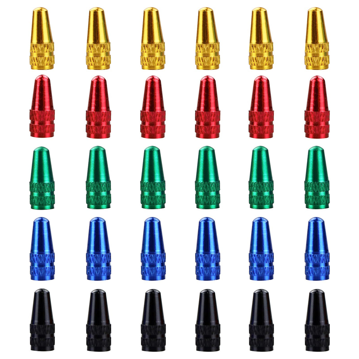 SZCXDKJ 30 Pcs Bicycle Presta Valve Caps, Multicolor Anodized Aluminum Alloy Presta Cycling Valve Caps, French Style Tyre Caps Dust Covers Bike Tire Valve Stem Caps for MTB Road Bicycle