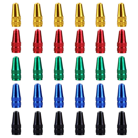 SZCXDKJ 30 Pcs Bicycle Presta Valve Caps, Multicolor Anodized Aluminum Alloy Presta Cycling Valve Caps, French Style Tyre Caps Dust Covers Bike Tire Valve Stem Caps for MTB Road Bicycle