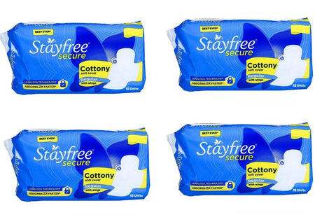 STAYFREE best Secure Cottony Soft Regular Sanitary Pad Sanitary 18 Pads Each (Pack of 4)