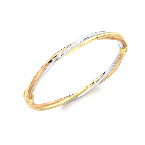 Carissima Gold Women's 9 ct 3 Colour Gold Twist Bangle