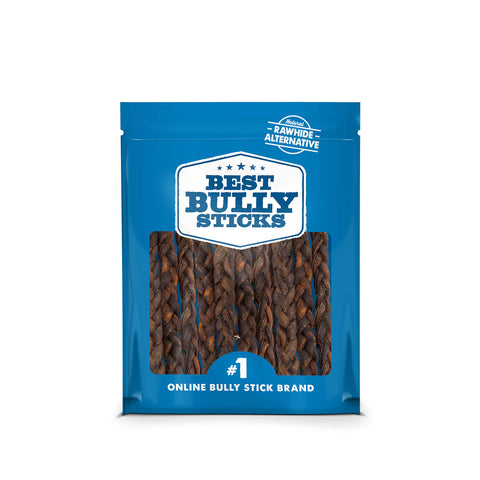 Best Bully Sticks All Natural Dog Chews - 9 Inch Braided Beef Collagen Sticks - USA Baked & Packed - Highly Digestible, Limited Ingredient, Rawhide Alternative Dog Chew - 10 Pack