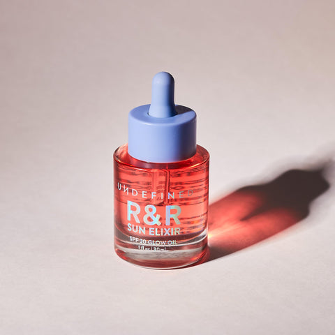 Undefined Beauty R&R Sun Elixir Broad Spectrum SPF 30 Glow Oil infused with Vitamin C, Amla, Tsubaki Seed, Milk Thistle to brighten, protect and nourish; 80 min water resistant