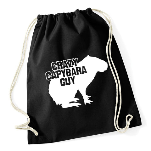 Hippowarehouse Crazy capybara guy Drawstring Cotton School Gym Bag 37cm x 46cm, 12 litres
