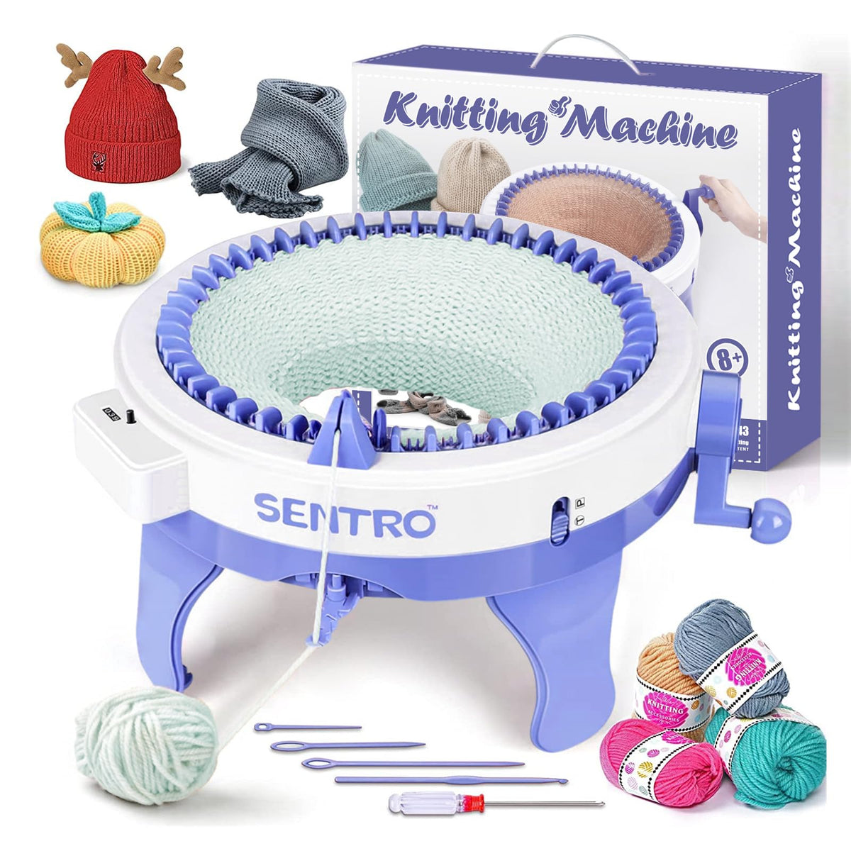 SENTRO 48-Needle Knitting Machine - Versatile Circular Knitting Loom Machine for Adults, Perfect for Crocheting and Knitting Projects - Ideal for Beginners and Experts