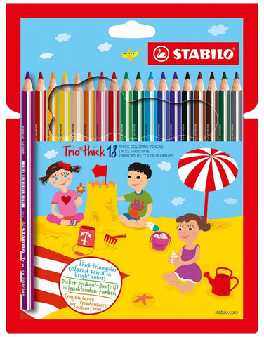 Triangular Colouring Pencil - STABILO Trio thick - Pack of 18 - Assorted Colours