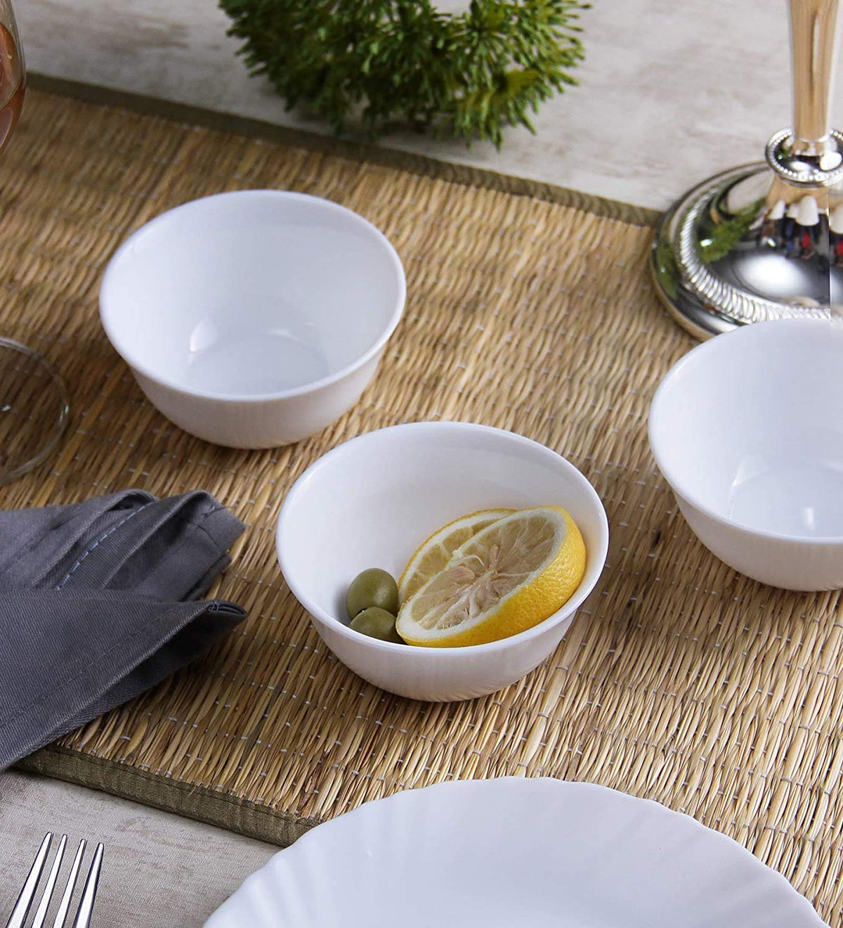 La OpalaIvory Veg Bowl Set of 6, Opal Glass, White