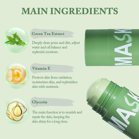 Generic 2PCS Green Tea Deep Cleansing Mask for Face,Green Tea Purifying Clay Face Mask,Blackhead Remover,Poreless Deep Cleanse Mask Stick Purifying,Moisturizing,Oil Control for Women and Men