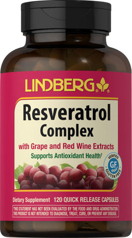 Lindberg Resveratrol Supplement | 100mg | 120 Capsules | with Grape Seed and Red Wine Extracts | Non-GMO, Gluten Free
