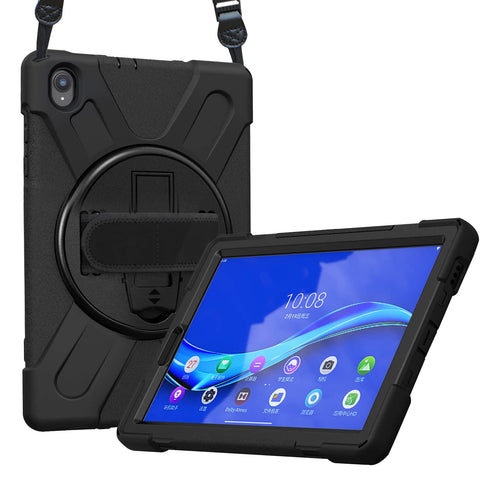 ProCase Heavy Duty Tough Case for 10.3-Inch Lenovo Tab M10 Plus (2020 2nd Gen) / Lenovo Tab K10 (2021), Shockproof Rugged Armour Case Cover with Handle Shoulder Strap Kickstand -Black