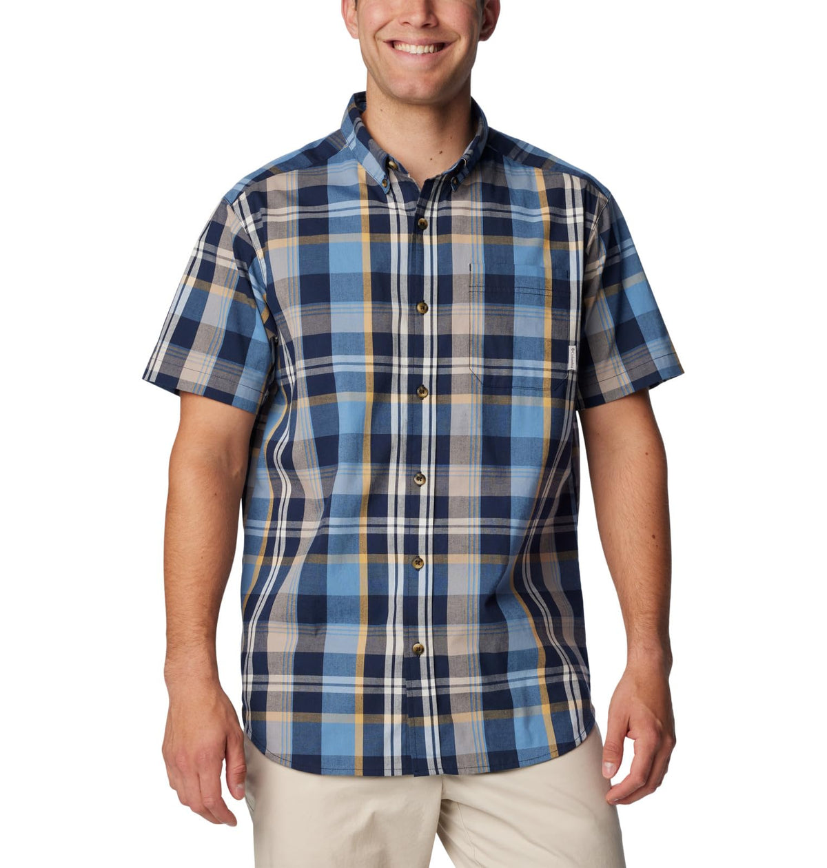 Columbia Men's Rapid Rivers II Short Sleeve Shirt, Collegiate Navy Multi Plaid, X-Large