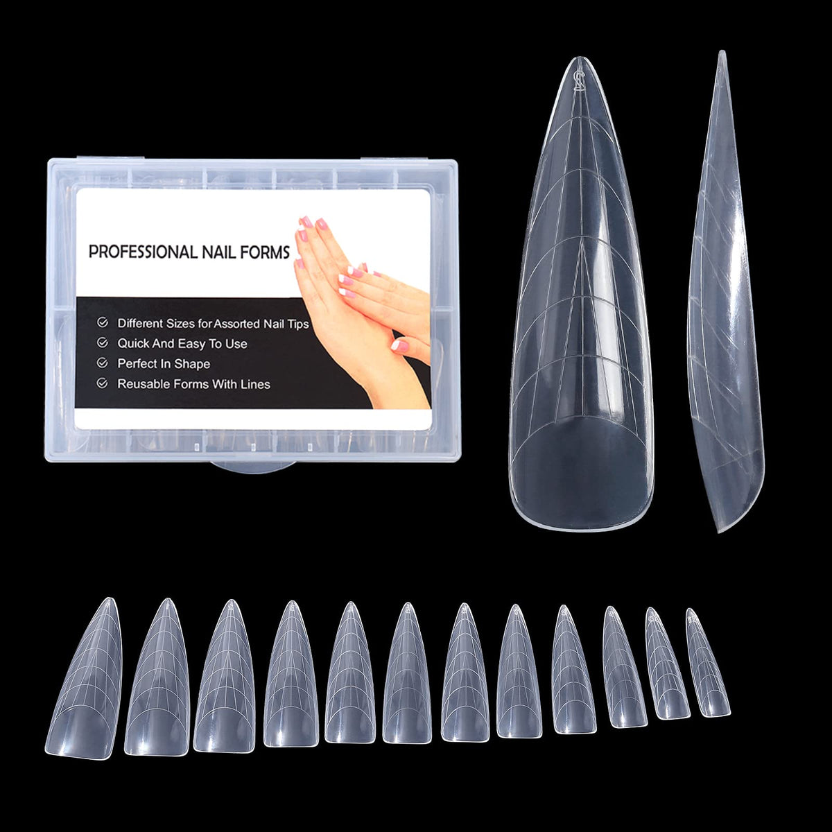 BNG Dual Nail Forms For Gel Builder 120 Pcs Dual Forms, Professional Gel Nails Extension Mold Full Cover Stiletto Acrylic Nail Molds Quick Building, Mold K