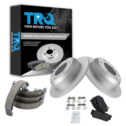 TRQ Rear Ceramic Brake Pad & Rotor Kit Compatible with 07 Hyundai Entourage 2006 Kia Sedona
