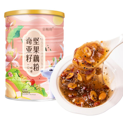 SXET Lotus Root Powder Soup Mix, Nut and Lotus Root Soup, Chia Seed Lotus Root Starch Soup, Instant Breakfast ??????? 500g / can (1 Can)