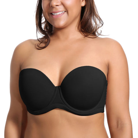 DELIMIRA Women's Underwire Contour Multiway Full Coverage Strapless Bra Plus Size Black 38D