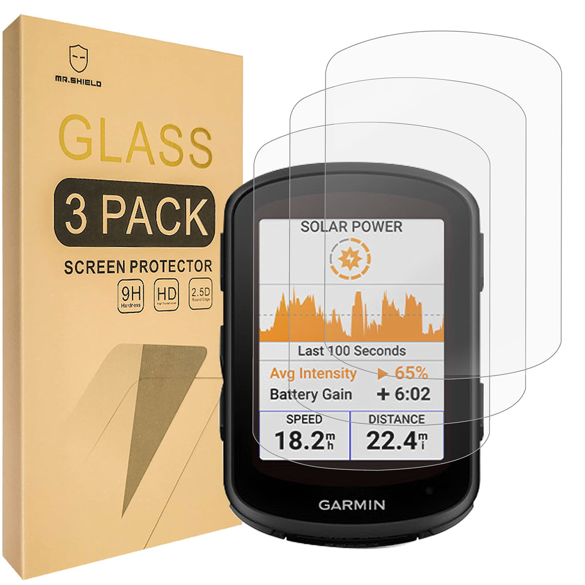 Mr.Shield [3-Pack] Screen Protector For GARMIN Edge 540 and GARMIN Edge 840/840 Solar [Tempered Glass] [Japan Glass with 9H Hardness] Screen Protector